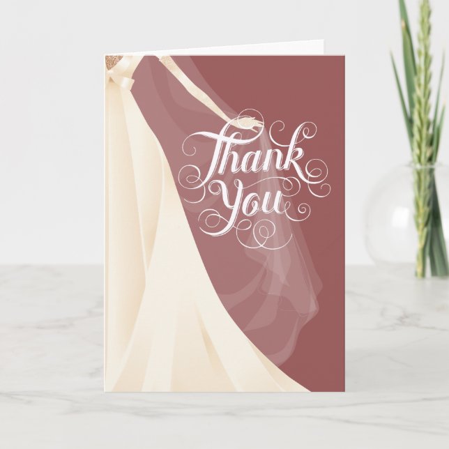 Chic Modern Wedding Dankeschön Card Hochzeitskleid Dankeskarte (Vorderseite)