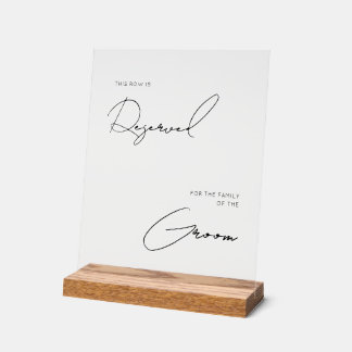 Chic modern wedding reserved acrylic 