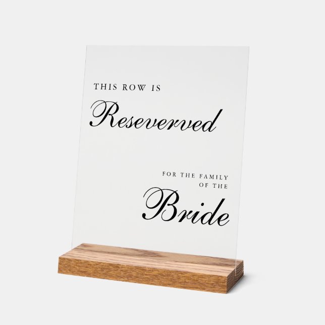 Chic Modern Wedding Reserved Sign Acrylschild (Winkel)