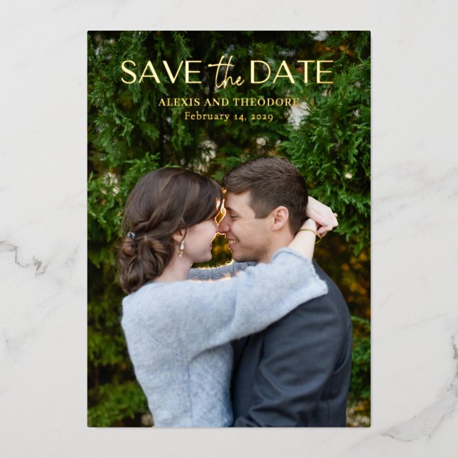 Chic Modern Wedding Save the Date Folieneinladung (Vorderseite)