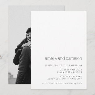 Chic Modern Wedding Schwarz-weißes All-in-One-Foto Einladung