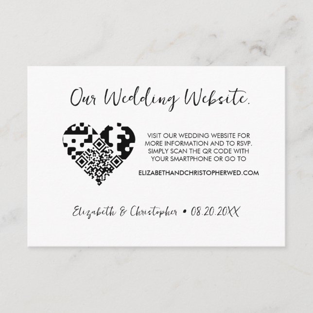 Chic Modern Wedding Website Herzstück QR Code UAWG Begleitkarte (Vorderseite)