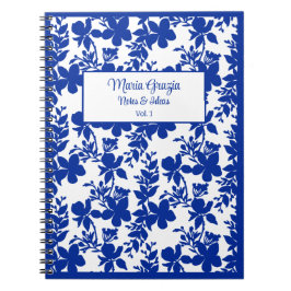 Chic Modern White Blue Floral Notizblock