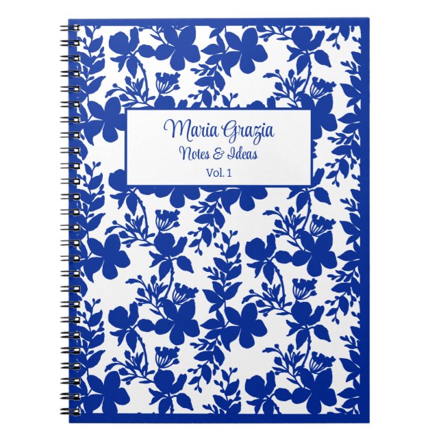 Chic Modern White Blue Floral Notizblock (Vorderseite)