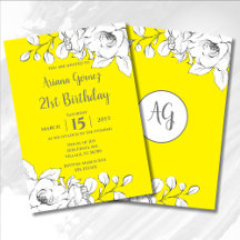 Chic Modern Yellow White Floral 21. Geburtstag