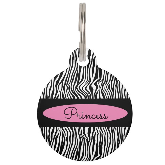 Chic Modern Zebra Skin Pattern Pet Hund Haustiermarke (Vorderseite)