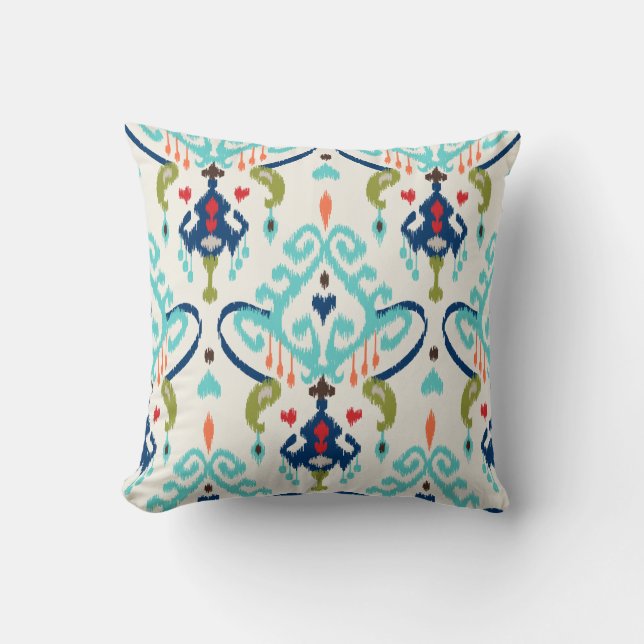 Chic moderne aquamarin-Marineblau-Kat-Stammesmuste Kissen (Vorderseite)