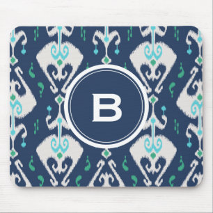 Chic moderne aquamarin-Marineblau-Kat-Stammesmuste Mousepad