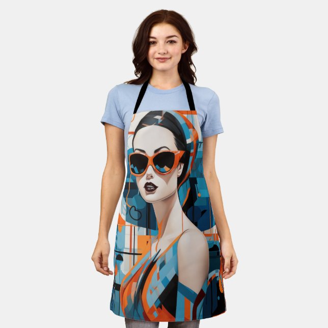 Chic moderne Frau, geometrische Eleganz Schürze (Getragen)