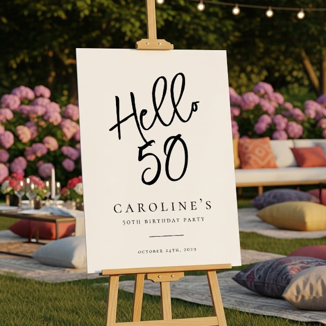 Chic moderne "Hello 50" Affiche de bienvenue de fê (Créateur téléchargé)