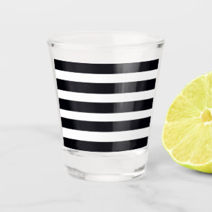 Chic Moderne klassische Schwarz-Weiß Streifen Nied Schnapsglas