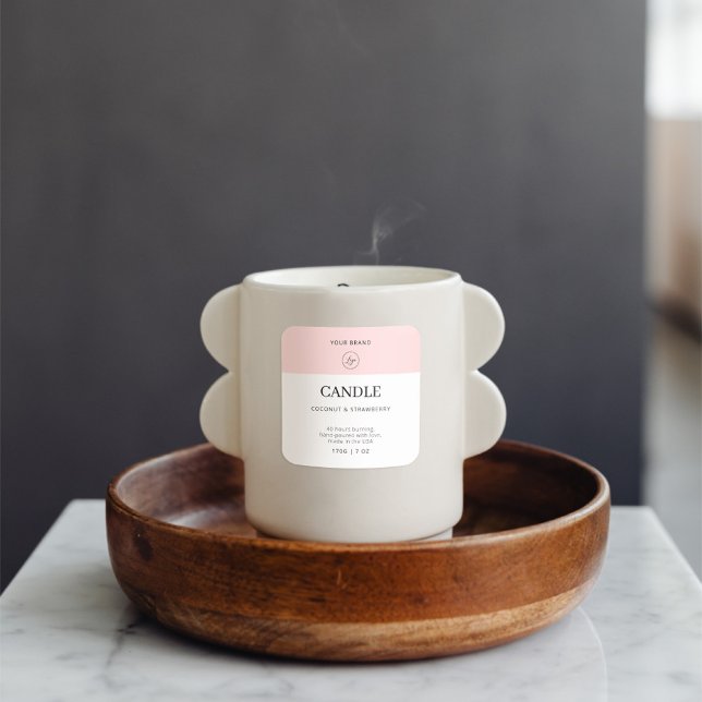 Chic moderne Logo Blush Pink Candle Étiquette prod (Créateur téléchargé)