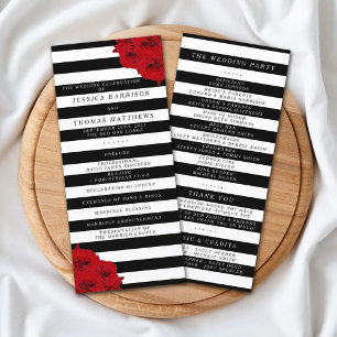 Chic Moderne Luxe Red Roses Programme de mariage