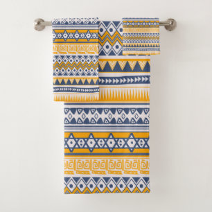 Chic moderne Motif tribal safran bleu marine