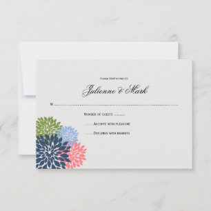Chic Moderne Navy Rose Vert Fleurs Pétales RSVP