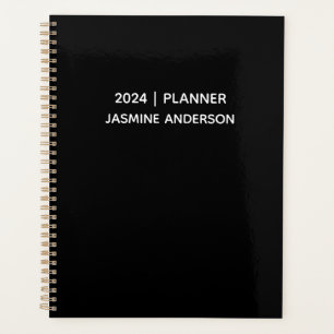Chic moderne noir blanc 2024 hebdomadaire mensuel