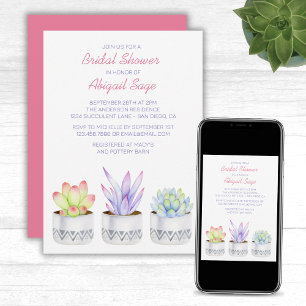 Chic, Moderne Pflanze Boho Sukkuläres Brautparty Einladung