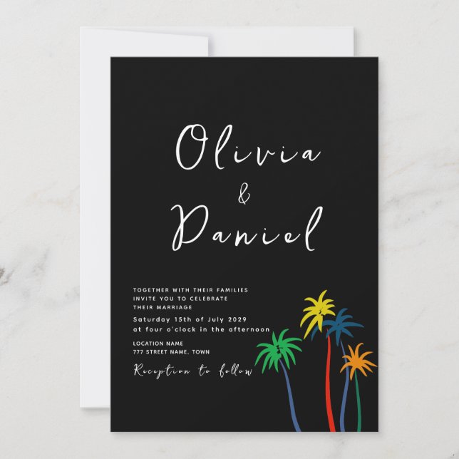 Chic Moderne Plage Mariage Invitation (Devant)