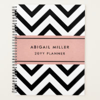 Chic moderne rose, noir et blanc Motif Chevron