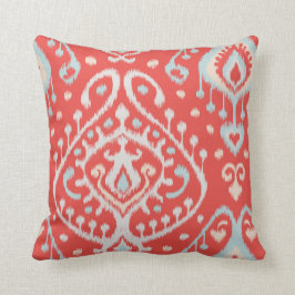 Chic modernes aquamarines rotes girly ikat kissen