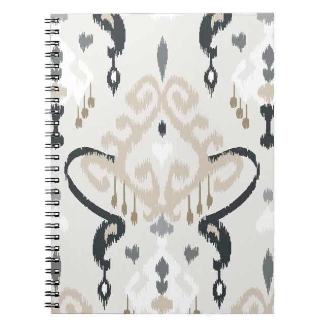 Chic modernes beige Schwarz-weißes ikat Stammes- Notizblock (Vorderseite)