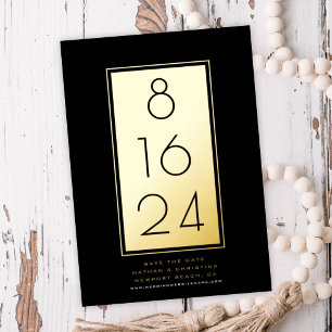 Chic Modernes Save-the-Date Dein Datum in Gold Folieneinladung