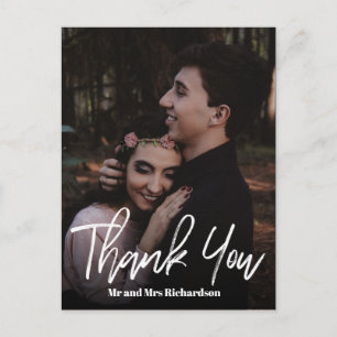 Chic ModernHand Letter Wedding DANKE Weiß Postkarte
