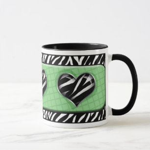 Chic Mon Coeur Vert Zèbre Imprimer Mug