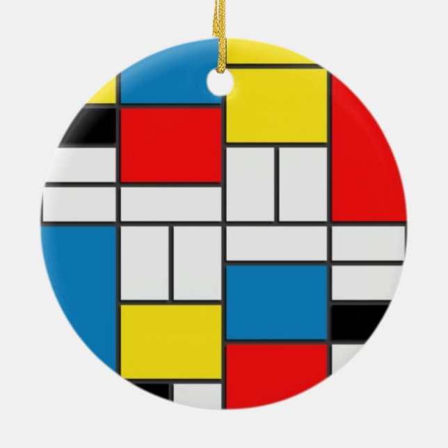 Chic Mondrian Cubism Style Keramik Ornament (Hinten)