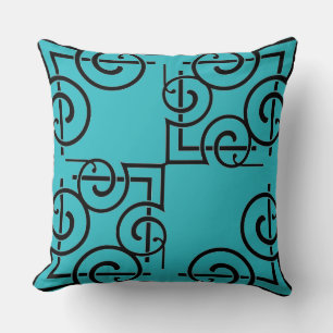 Chic Monochrome Türkisfarben Name Black Throw Pill Kissen