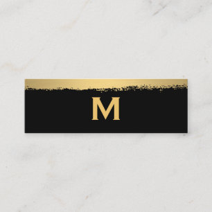 Chic Monogram auf Black/Gold Brushed Mini Visitenkarte