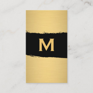 Chic Monogram auf Black/Gold Brushed Visitenkarte