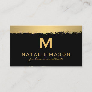 Chic Monogram auf Black/Gold Brushed Visitenkarte