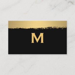Chic Monogram auf Black/Gold Brushed Visitenkarte
