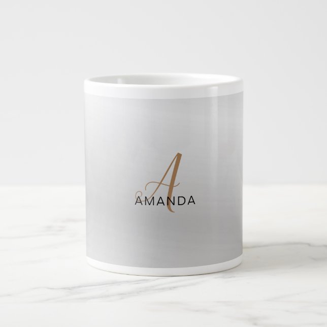 Chic monogram beruflich schlicht ADD YOUR NAME Jumbo-Tasse (Vorderseite)