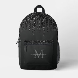 Chic Monogram Black Glitzer Tropfen Bedruckter Rucksack