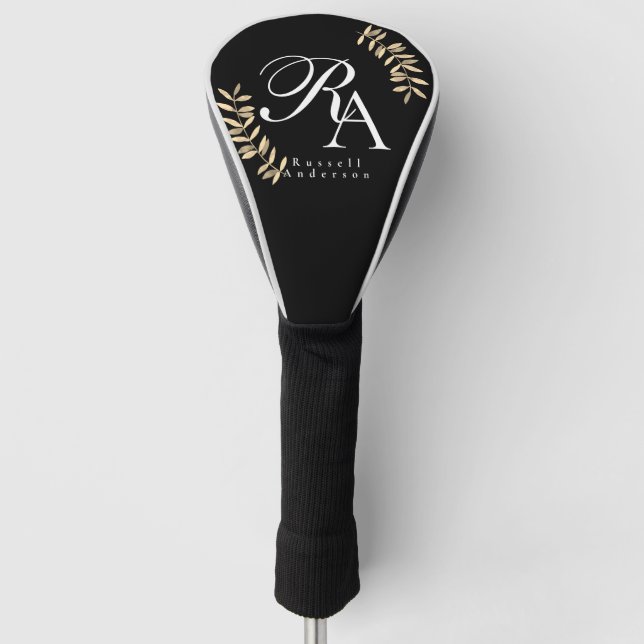 Chic Monogram Black Golf Headcover (Vorderseite)
