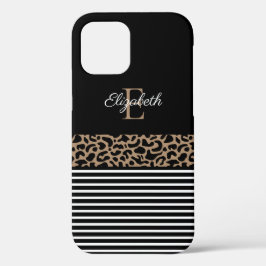 Chic Monogram Black Leopard Animal Print Case-Mate iPhone Hülle