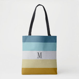 Chic Monogram Blue Yellow White Leather Strip Tasche