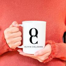 Chic Monogram Classic Elegant Minimal Schwarz-weiß