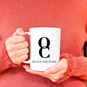 Chic Monogram Classic Elegant Minimal Schwarz-weiß Kaffeetasse