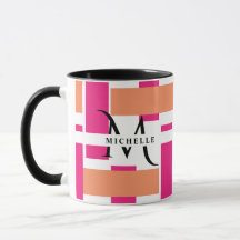 Chic Monogram Feminine Stripe Muster Magische Tass