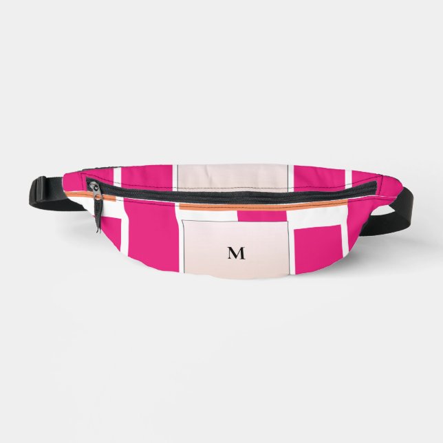 Chic Monogram Feminine Stripmuster Bauchtasche (Vorderseite)