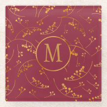 Chic monogram gold beeren marsala rosa muster