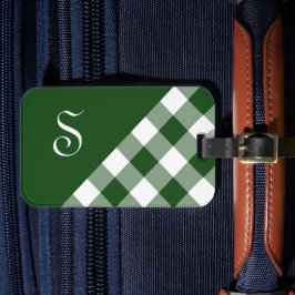 Chic Monogram Green White Buffalo Karo Geometric Gepäckanhänger