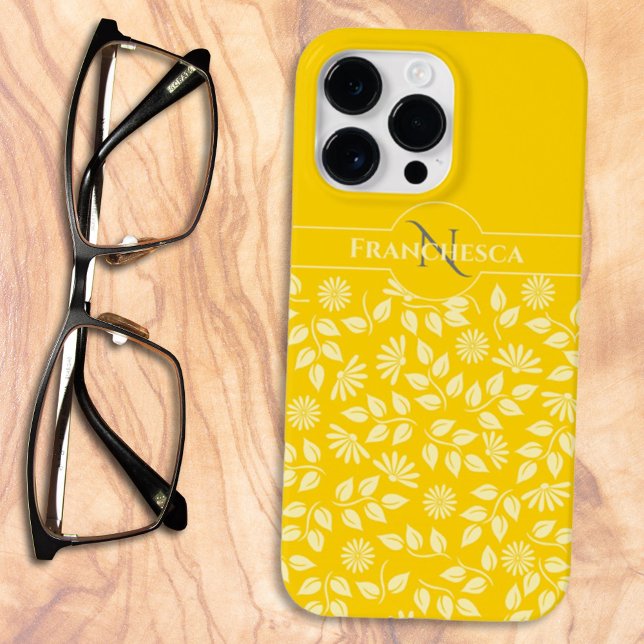 Chic Monogram Individuelle Name Blätter Case-Mate iPhone 14 Pro Max Hülle (Von Creator hochgeladen)
