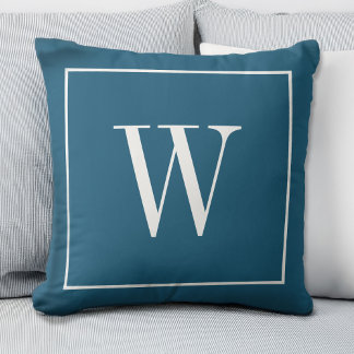 Chic Monogram Inital Stylish Trendy Modern Blue Kissen