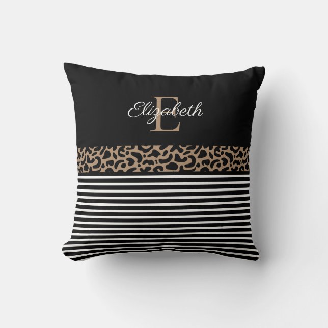 Chic Monogram Leopard Print Kissen (Vorderseite)