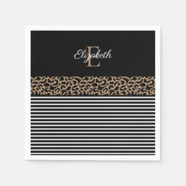Chic Monogram Leopard Print Serviette