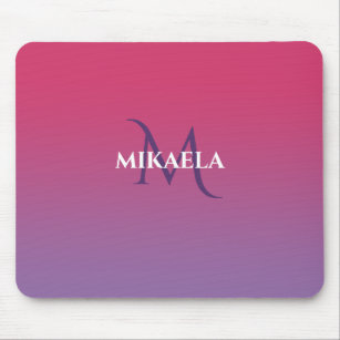Chic Monogram Name on Pink to Lila Gradient Mousepad
